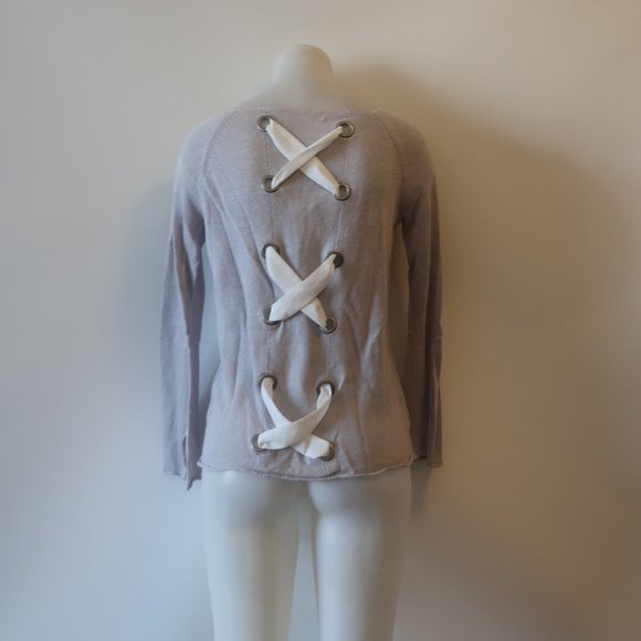 LISA TODD LINEN RIBBON LACE UP PULLOVER SWEATER M* - Picture 12 of 15